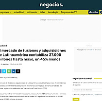 El mercado de fusiones y adquisiciones de Latinoamrica contabiliza 37.000 millones hasta mayo, un 45% menos